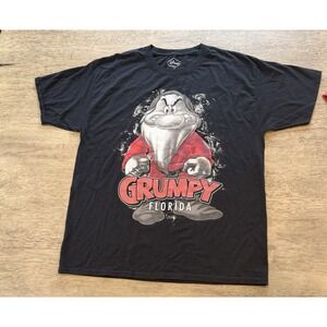 Lot of 2 Disney Grumpy Snow White Seven Dwarves Red and Black Large Tshirts